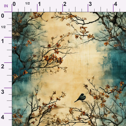 Autumn Birdsong Pattern 6 Minky Fabric