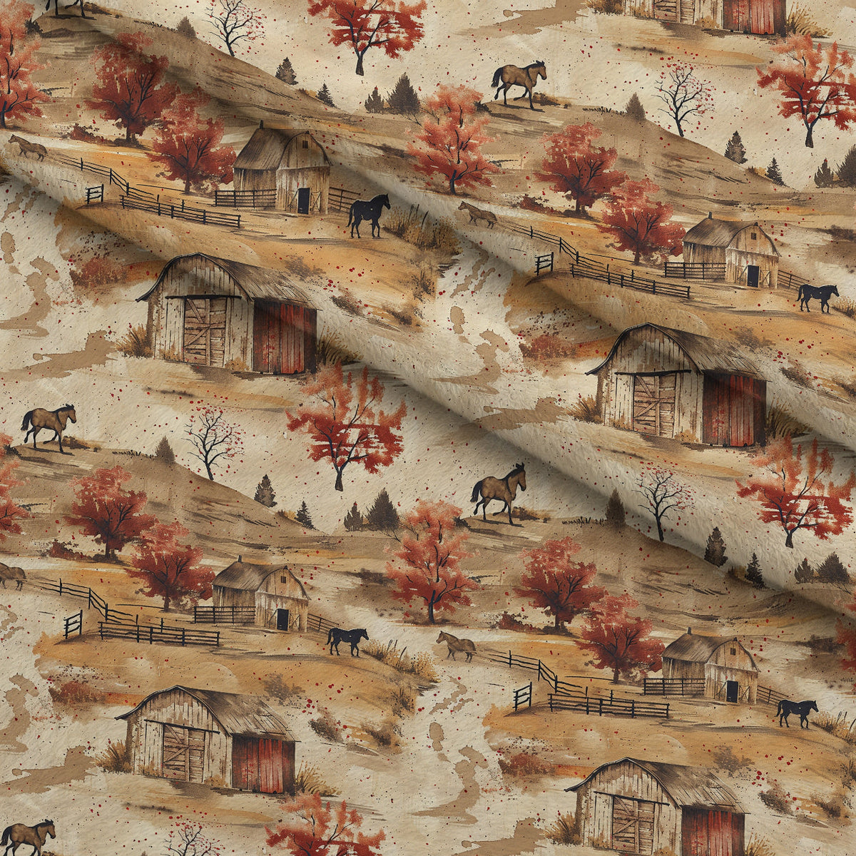 Autumn Homestead Pattern 1 Minky Fabric
