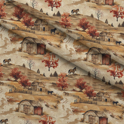 Autumn Homestead Pattern 1 Minky Fabric