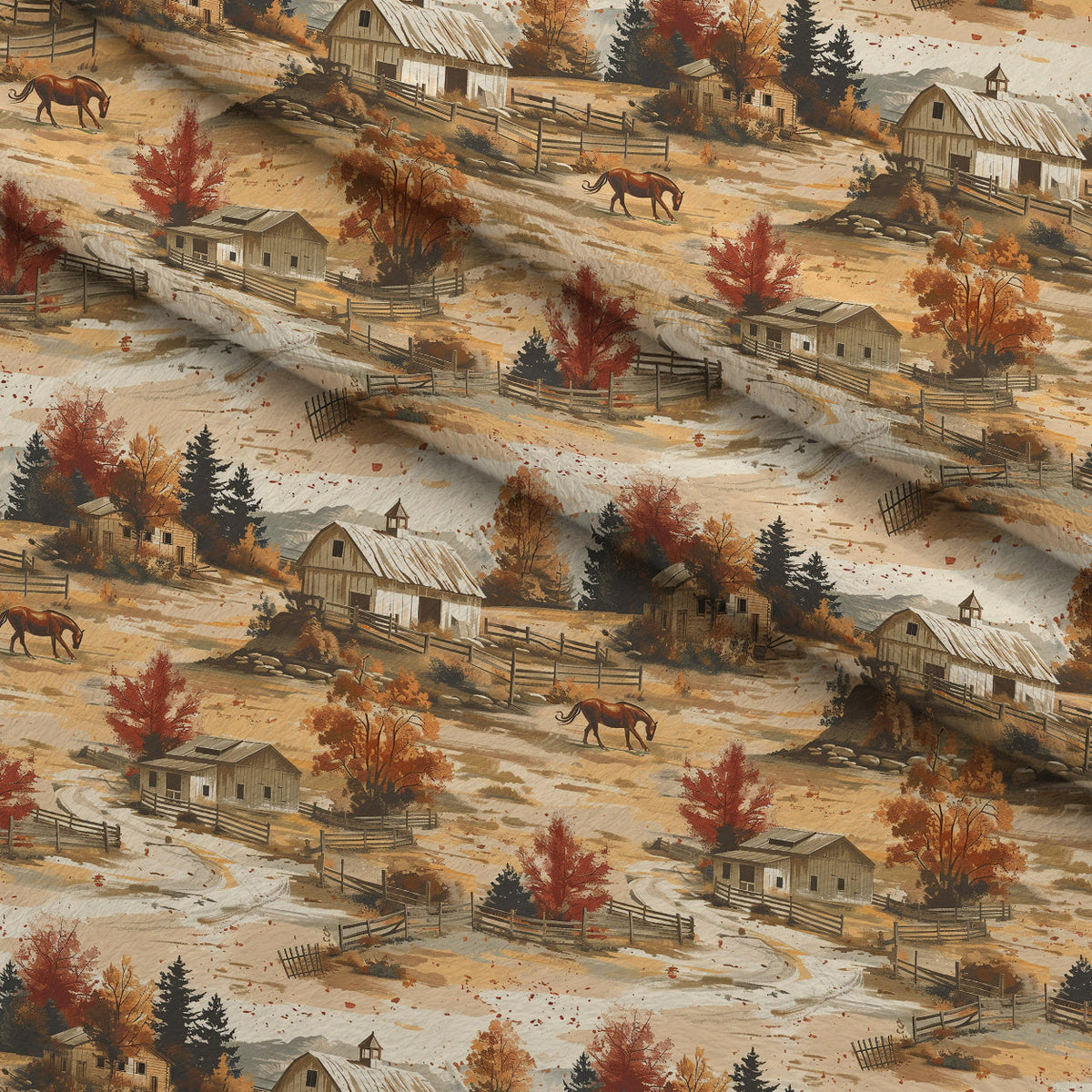 Autumn Homestead Pattern 3 Minky Fabric