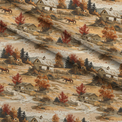 Autumn Homestead Pattern 3 Minky Fabric