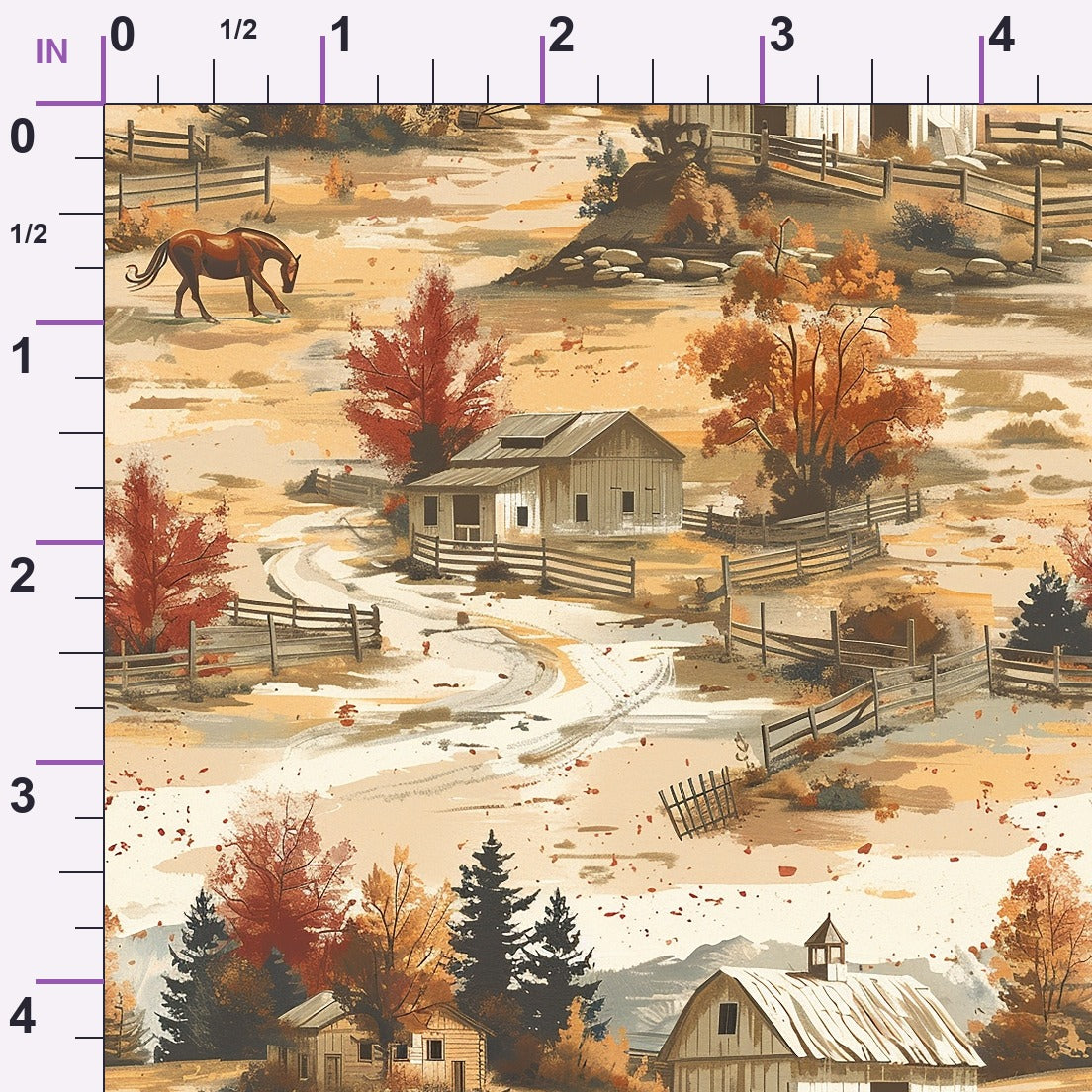 Autumn Homestead Pattern 3 Minky Fabric