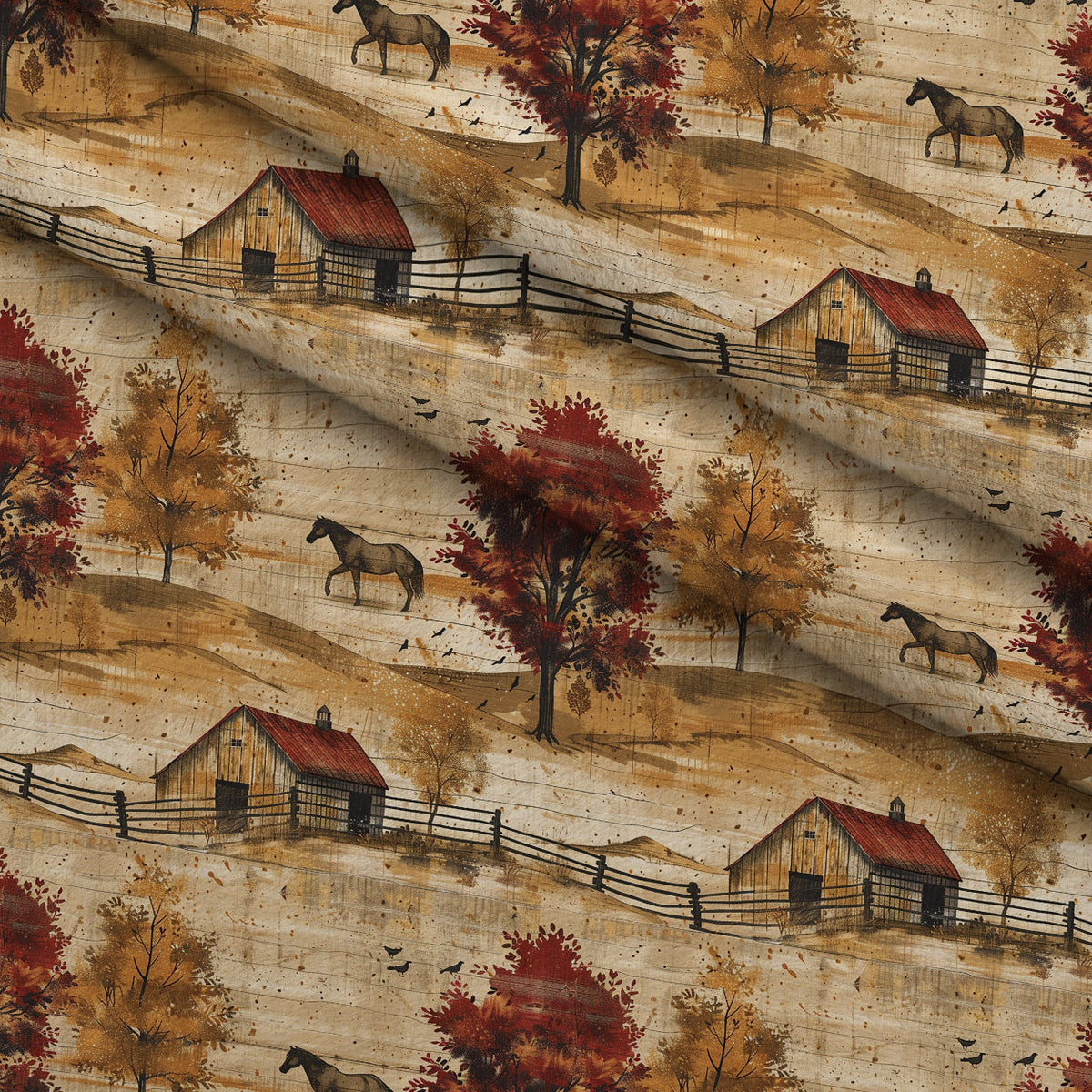 Autumn Homestead Pattern 4 Minky Fabric