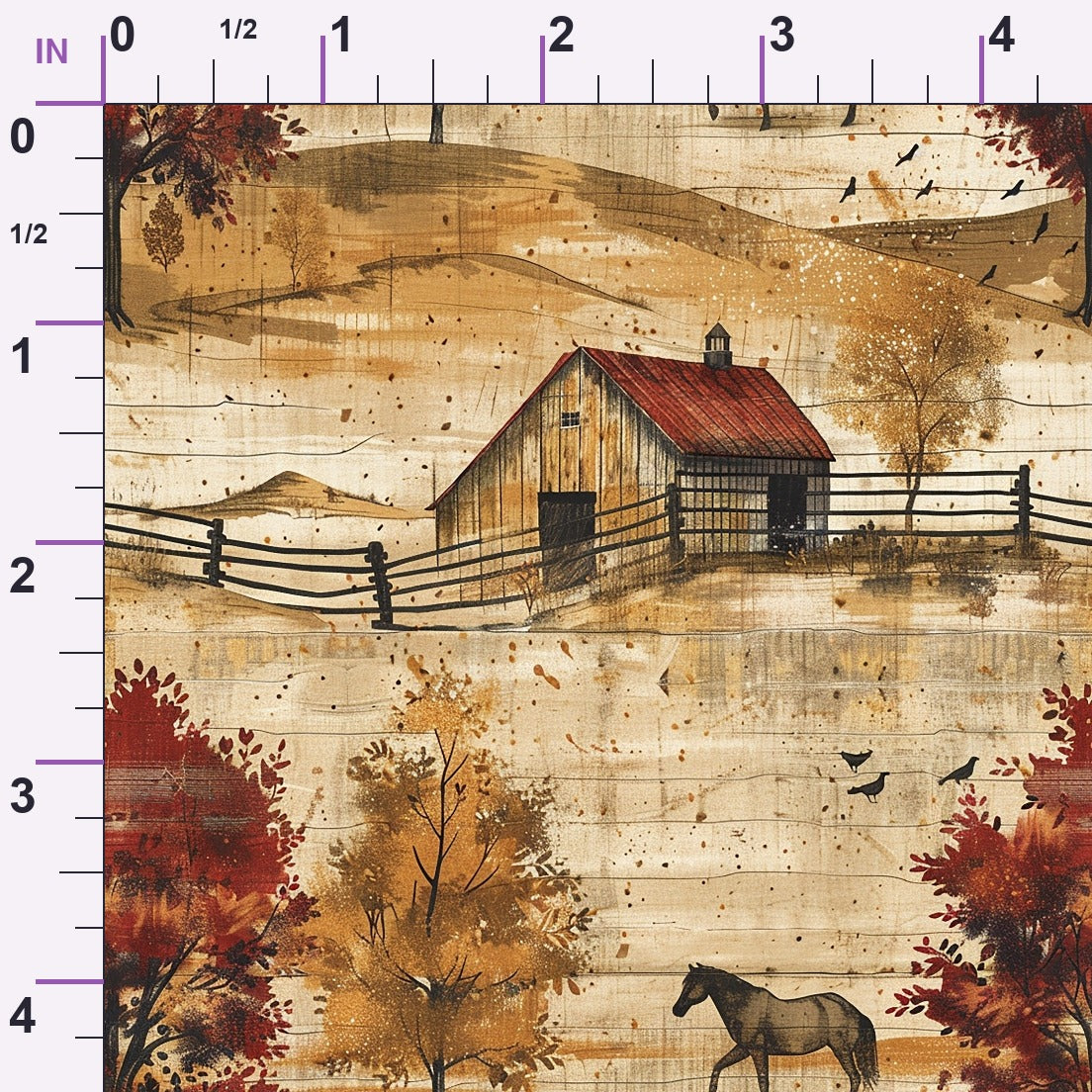 Autumn Homestead Pattern 4 Minky Fabric