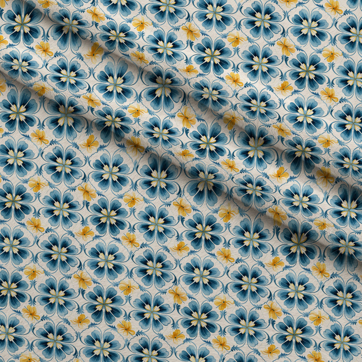 Azulejo Blooms Pattern 3 Minky Fabric