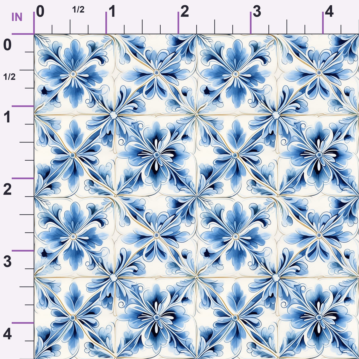 Azulejo Blooms Pattern 4 Minky Fabric