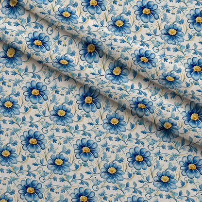 Azulejo Blooms Pattern 5 Minky Fabric