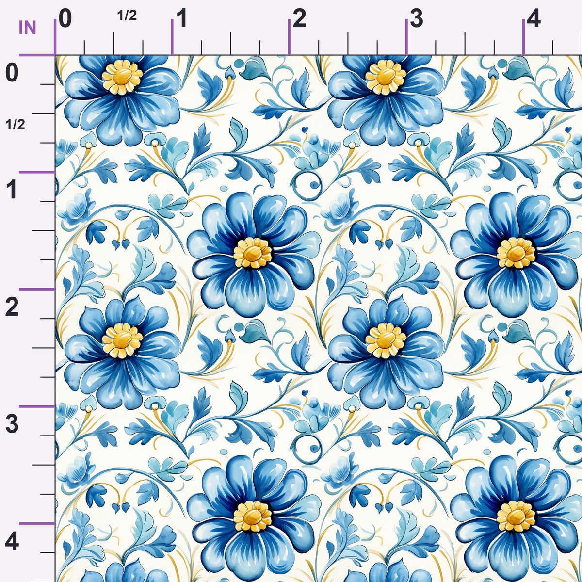 Azulejo Blooms Pattern 5 Minky Fabric