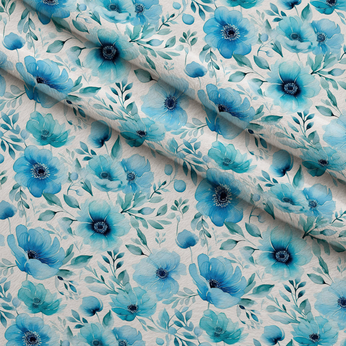 Azure Anemones Pattern 1 Minky Fabric