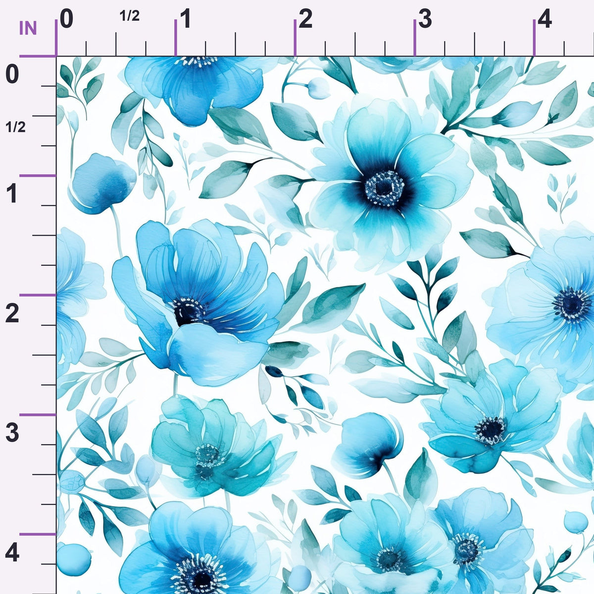 Azure Anemones Pattern 1 Minky Fabric