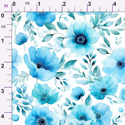 Azure Anemones Pattern 1 Minky Fabric