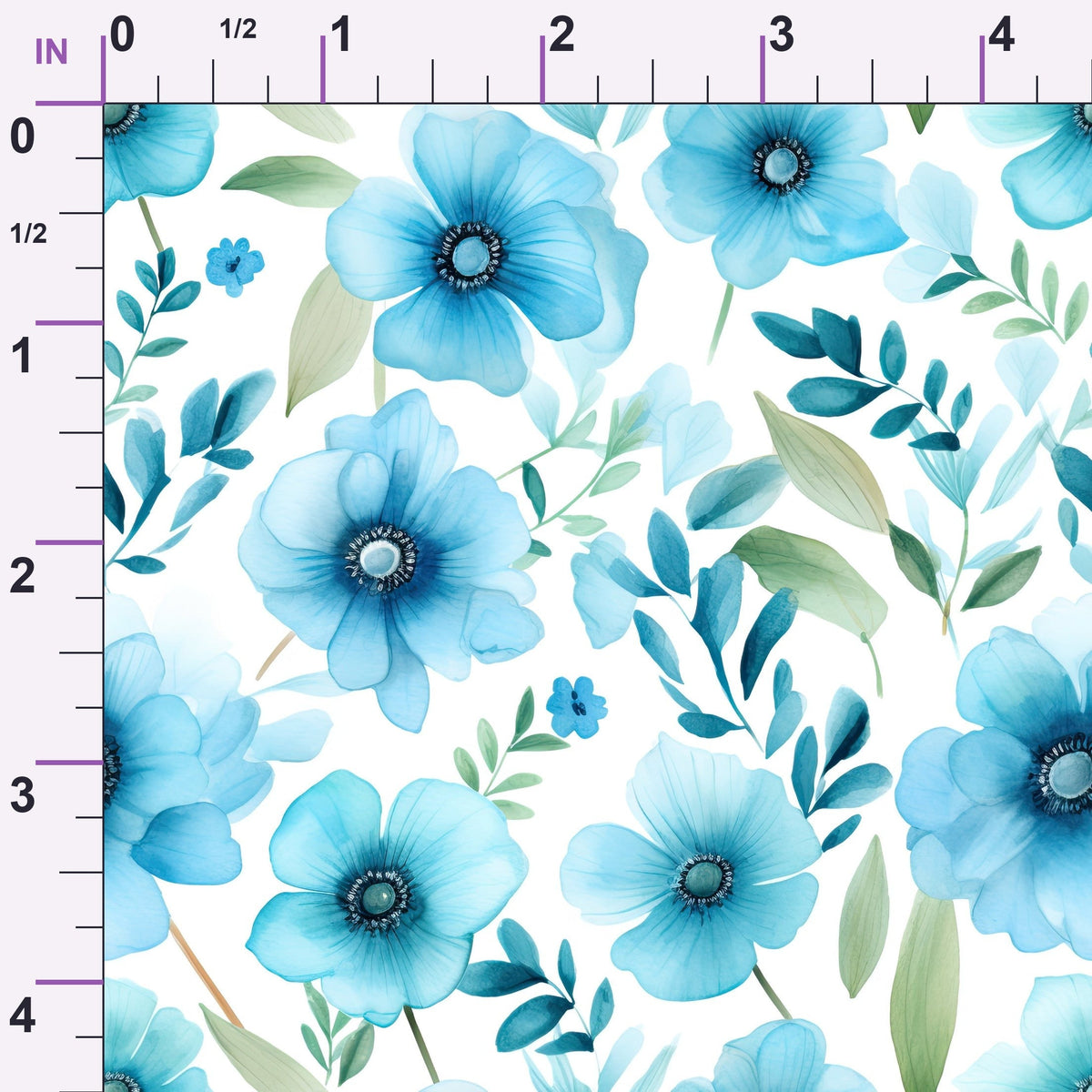 Azure Anemones Pattern 12 Minky Fabric