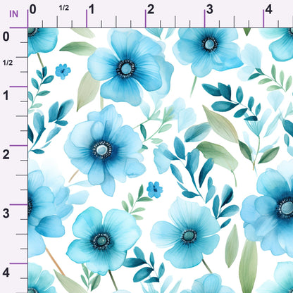 Azure Anemones Pattern 12 Minky Fabric