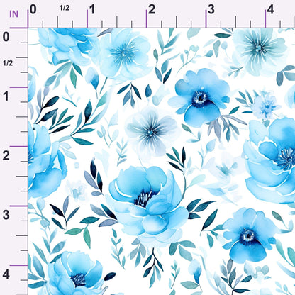 Azure Anemones Pattern 2 Minky Fabric