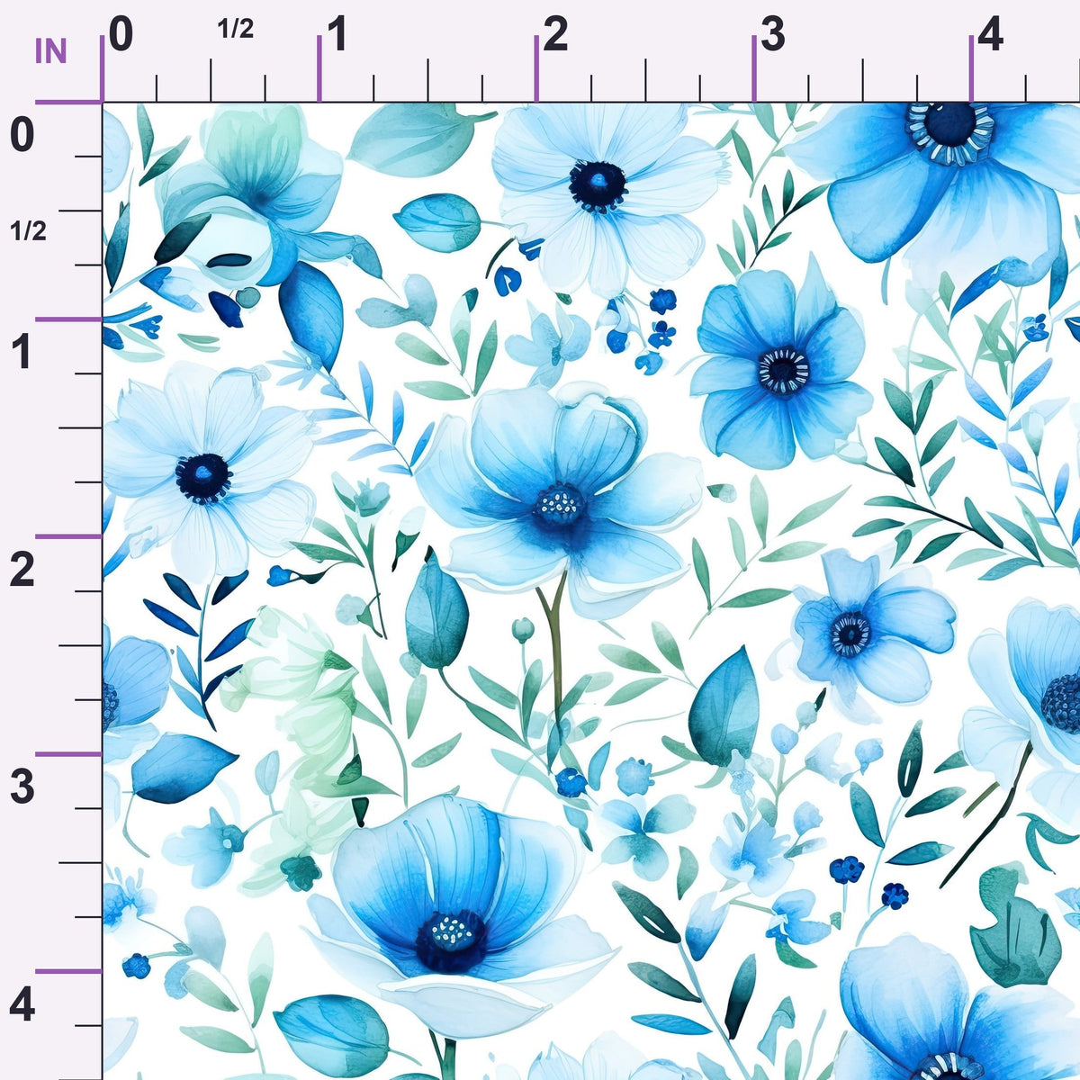 Azure Anemones Pattern 3 Minky Fabric