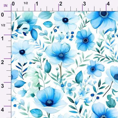Azure Anemones Pattern 3 Minky Fabric