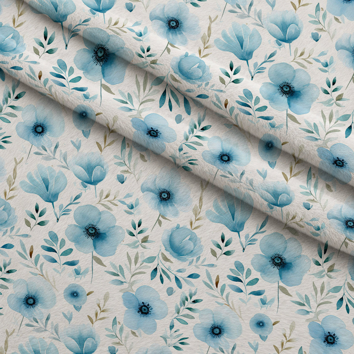Azure Anemones Pattern 4 Minky Fabric