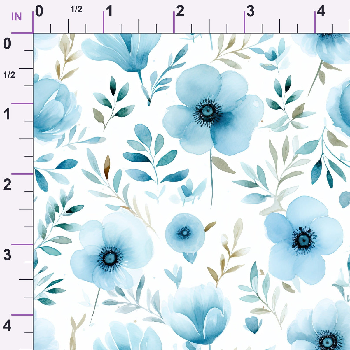 Azure Anemones Pattern 4 Minky Fabric