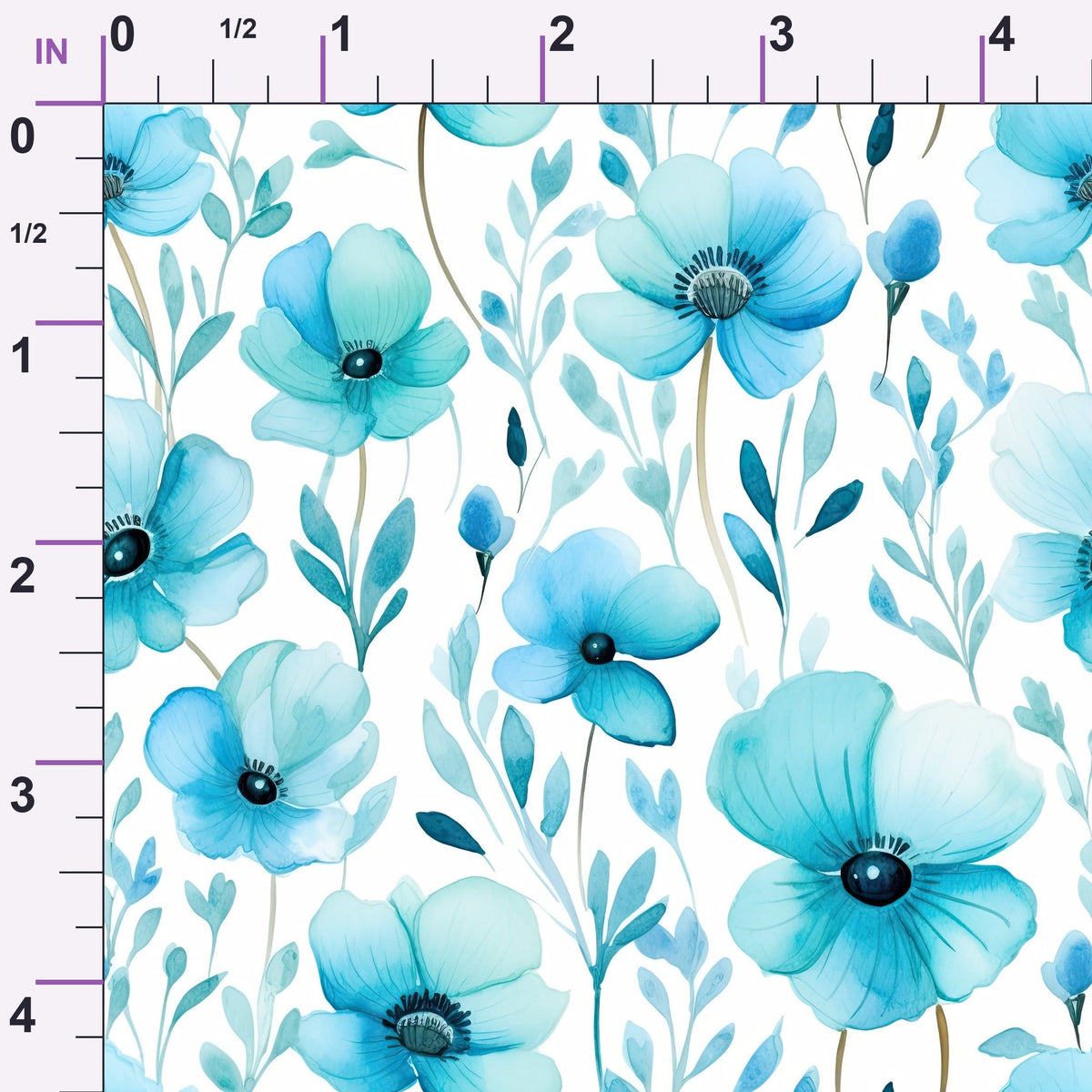 Azure Anemones Pattern 5 Minky Fabric
