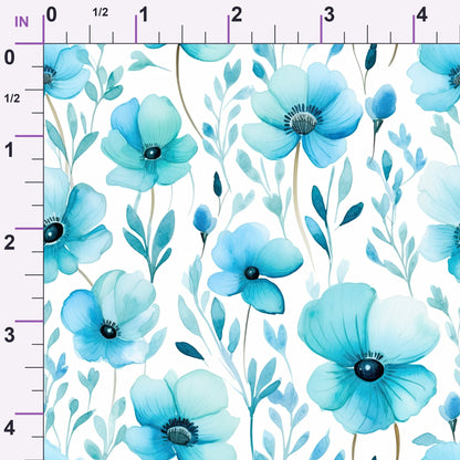 Azure Anemones Pattern 5 Minky Fabric