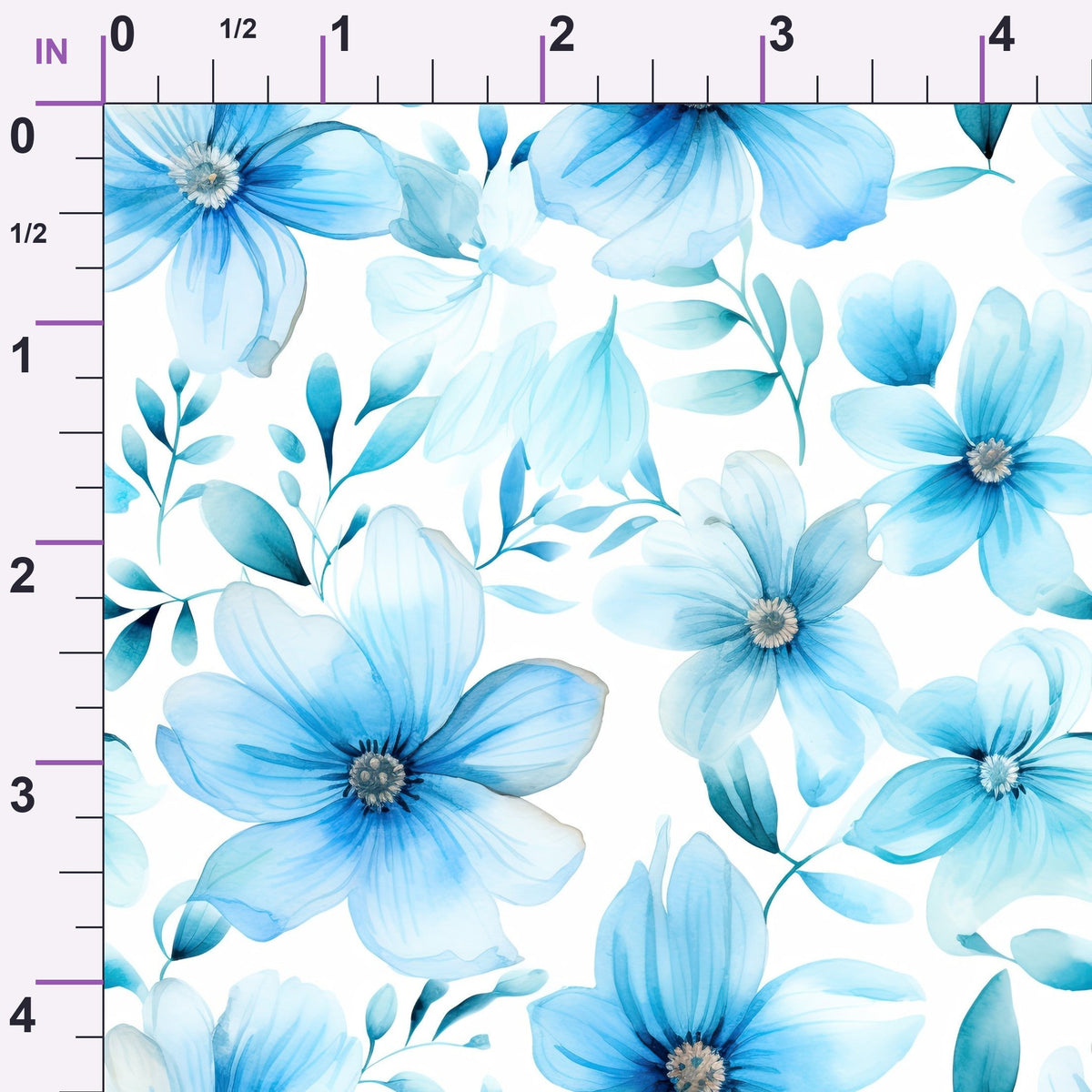 Azure Anemones Pattern 6 Minky Fabric