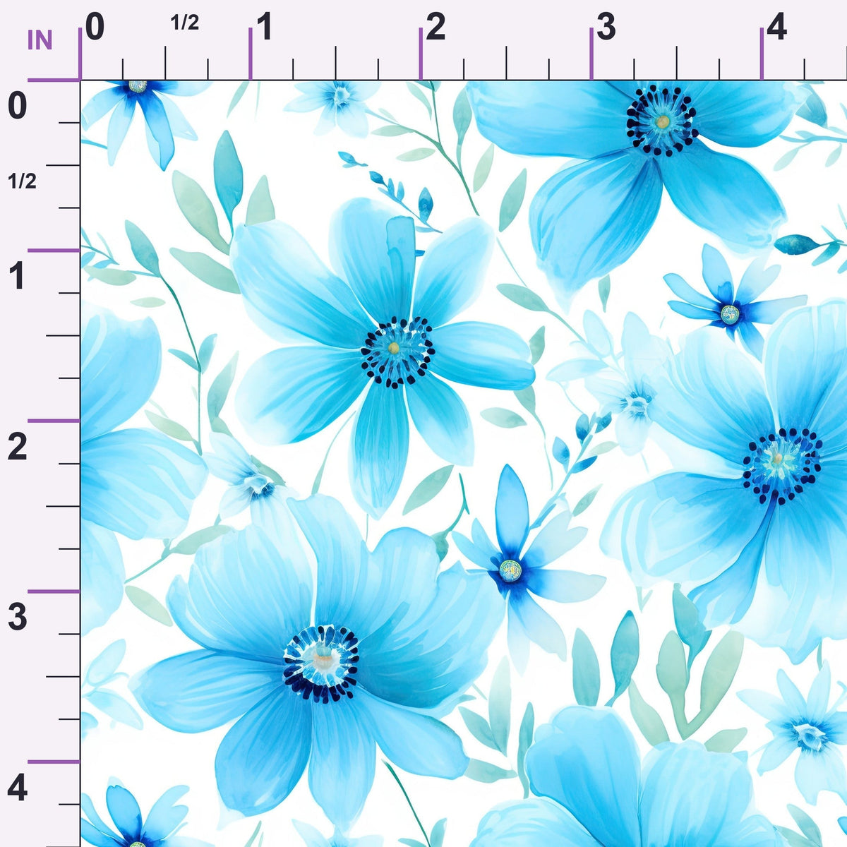 Azure Anemones Pattern 7 Minky Fabric
