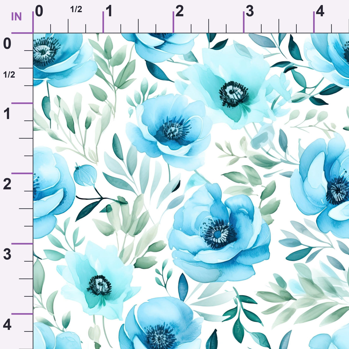 Azure Anemones Pattern 8 Minky Fabric