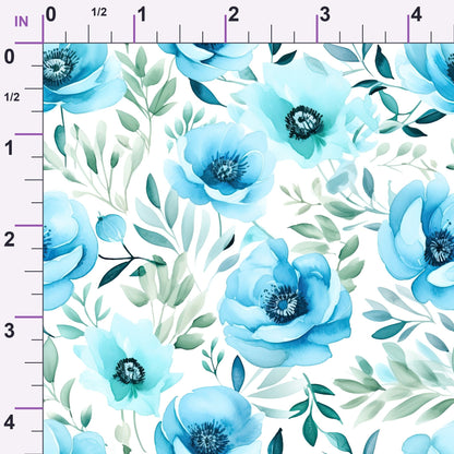 Azure Anemones Pattern 8 Minky Fabric