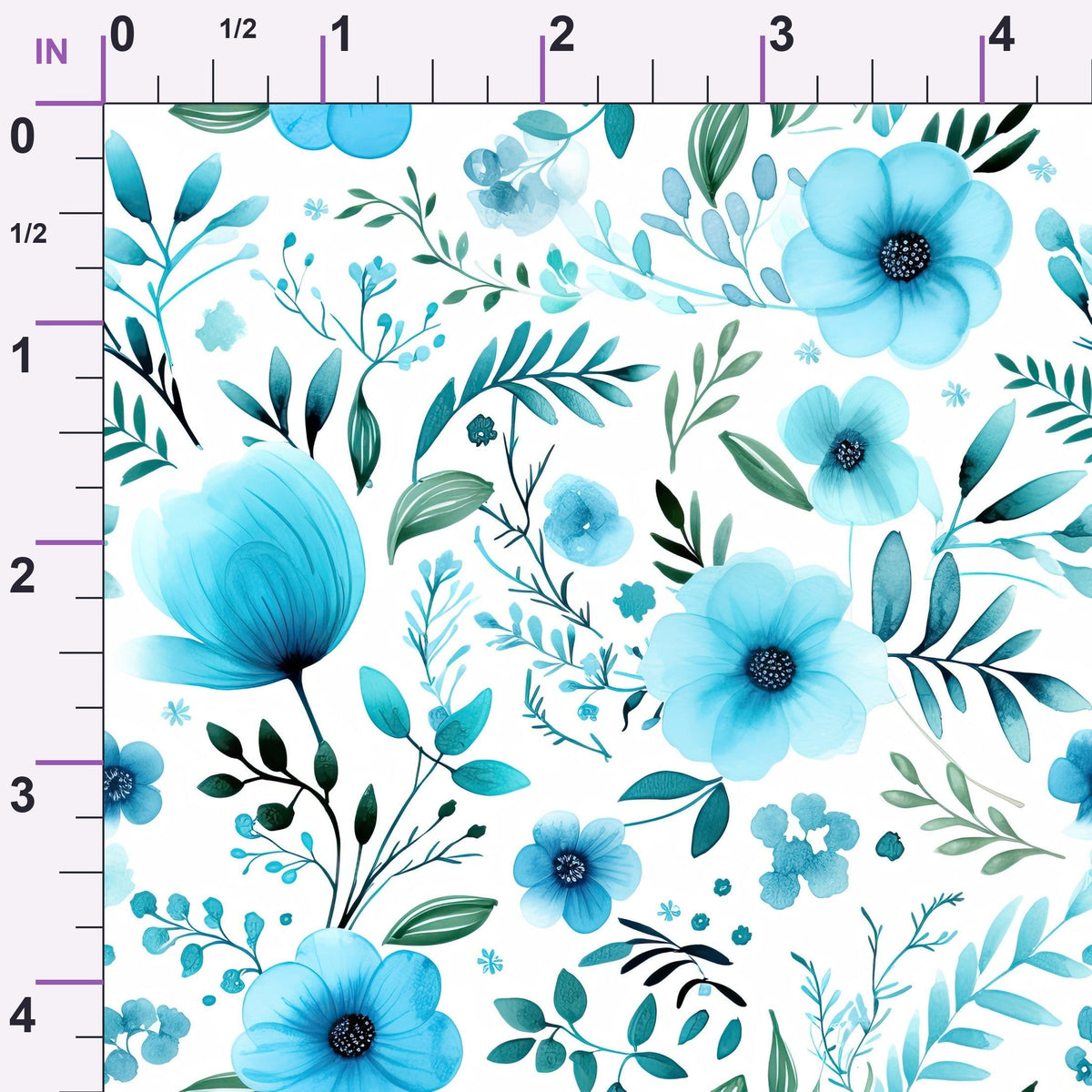 Azure Anemones Pattern 9 Minky Fabric