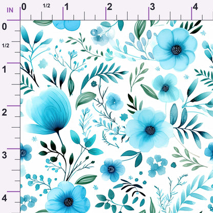 Azure Anemones Pattern 9 Minky Fabric