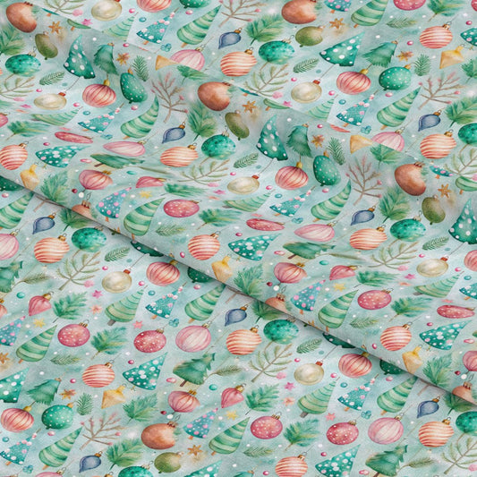 Pastel Christmas Time Pattern 10 Quilting Cotton Fabric