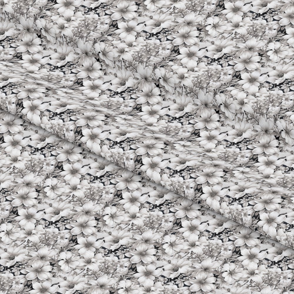 White Flowers Pattern 1 Quilting Cotton Fabric