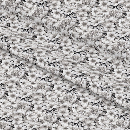 White Flowers Pattern 1 Quilting Cotton Fabric