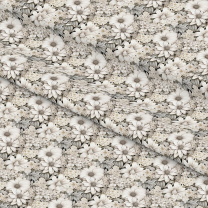 White Flowers Pattern 2 Quilting Cotton Fabric