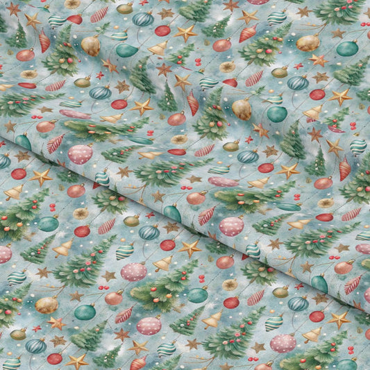 Pastel Christmas Time Pattern 9 Quilting Cotton Fabric