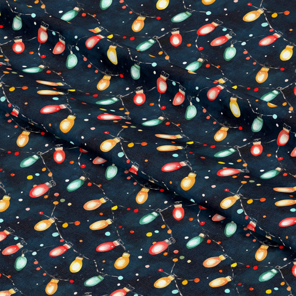Watercolor Christmas Lights Pattern 11 Quilting Cotton Fabric