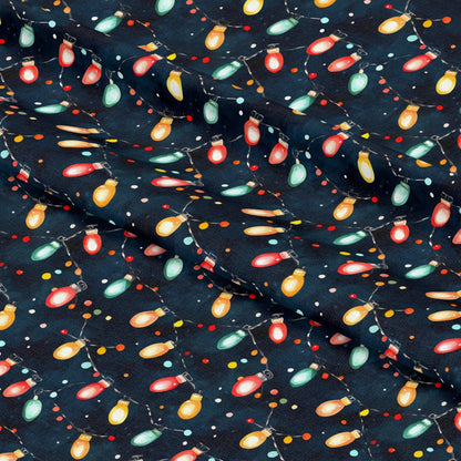 Watercolor Christmas Lights Pattern 11 Quilting Cotton Fabric