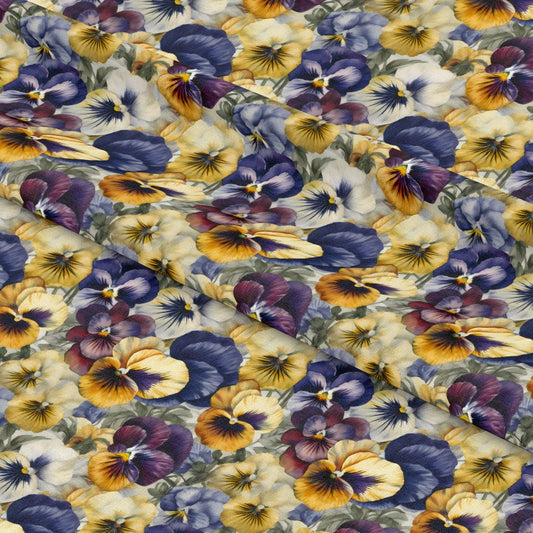 Pansy Flowers Pattern 2 Quilting Cotton Fabric
