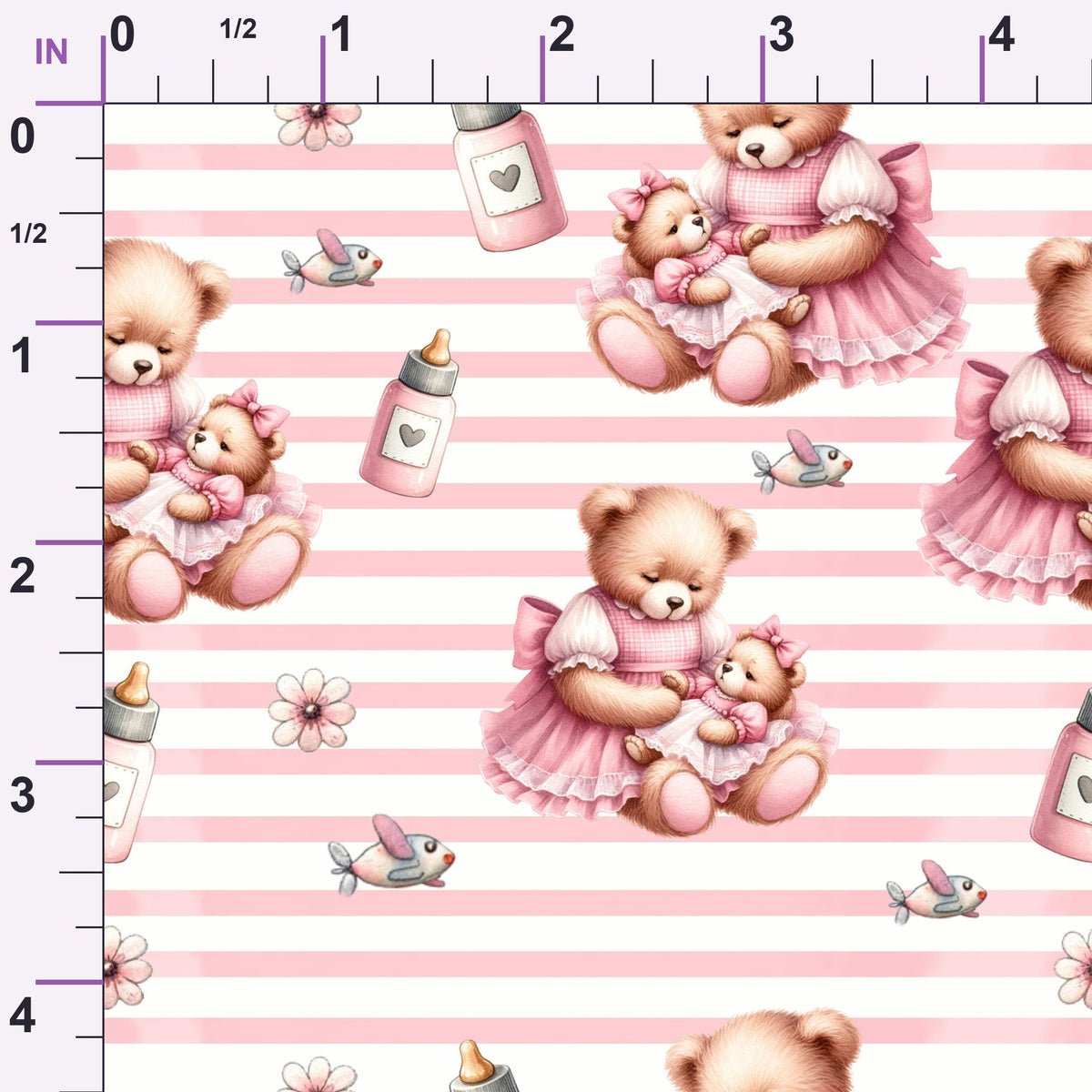 Beary Sweet Party Pattern 3 Minky Fabric