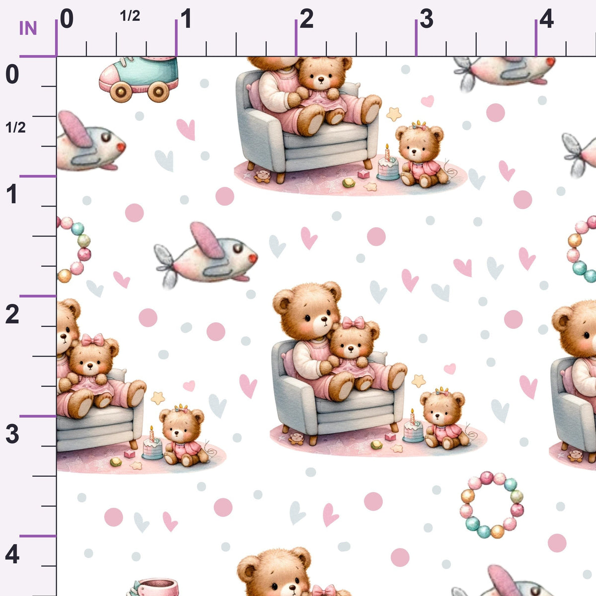 Beary Sweet Party Pattern 8 Minky Fabric