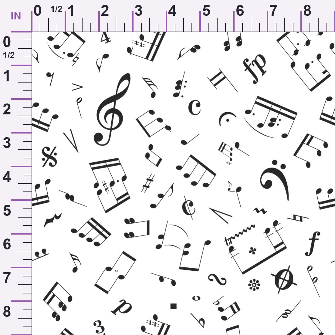 Black and White Music Notes Minky Fabric