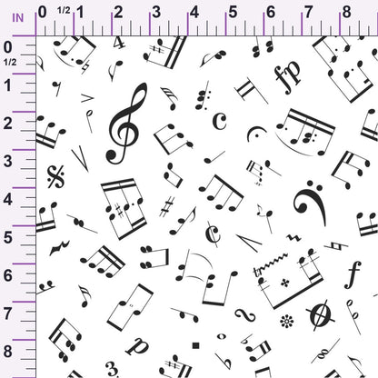 Black and White Music Notes Minky Fabric