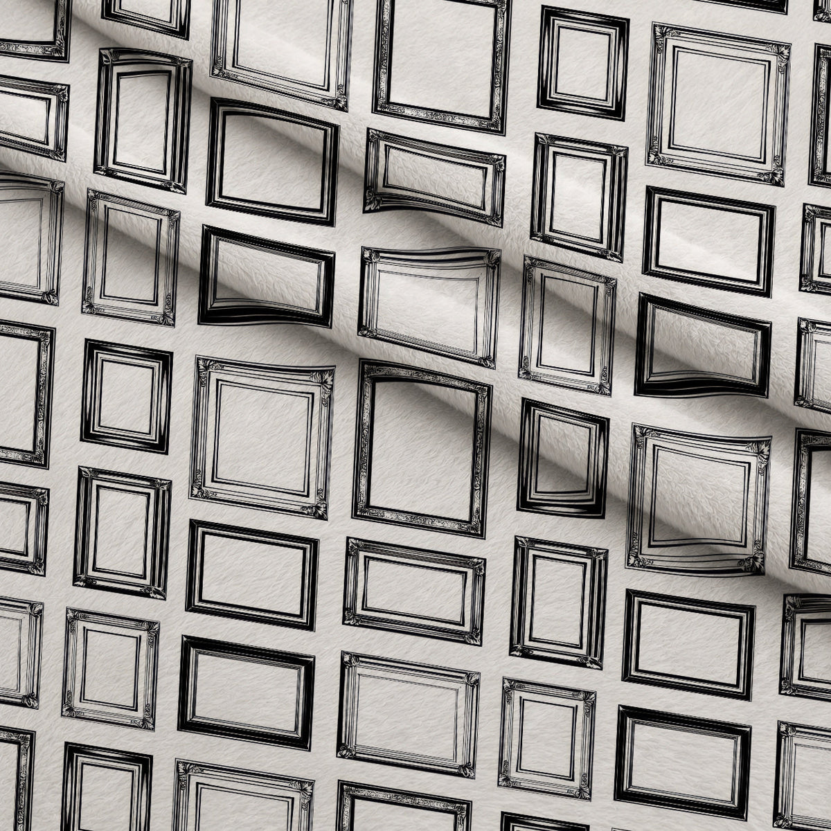 Black and White Picture Frames Pattern Minky Fabric