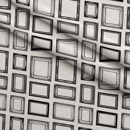 Black and White Picture Frames Pattern Minky Fabric