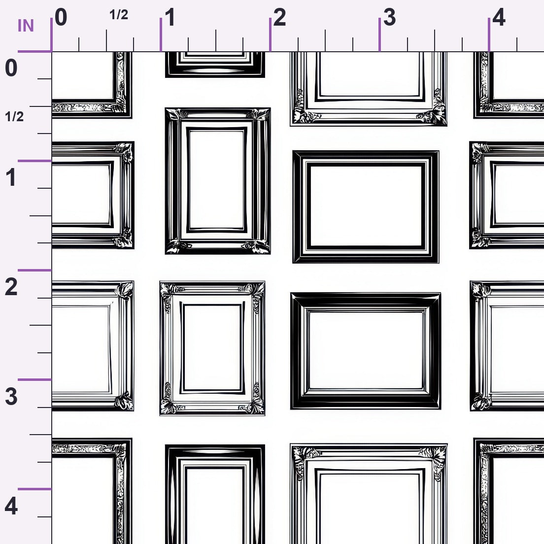 Black and White Picture Frames Pattern Minky Fabric