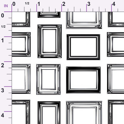 Black and White Picture Frames Pattern Minky Fabric