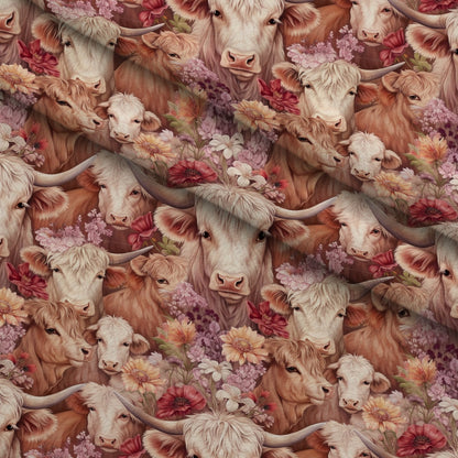 Blooming Bovines Pattern 1 Minky Fabric