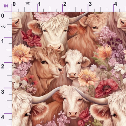 Blooming Bovines Pattern 1 Minky Fabric