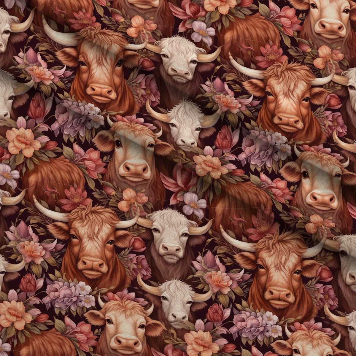 Blooming Bovines Pattern 12 Minky Fabric