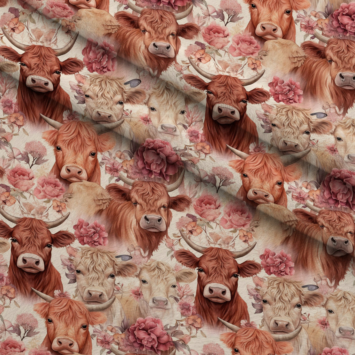 Blooming Bovines Pattern 13 Minky Fabric